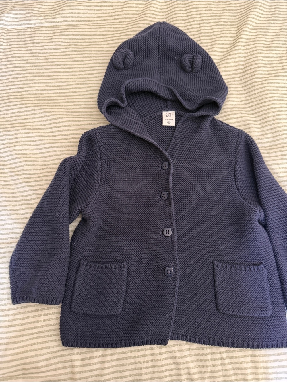 GAP Dark Navy Knit Hooded Cardigan with Ear Details